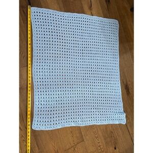 Handmade Baby Blue Crochet Blanket Afghan Throw 36x36 Square Soft Knit